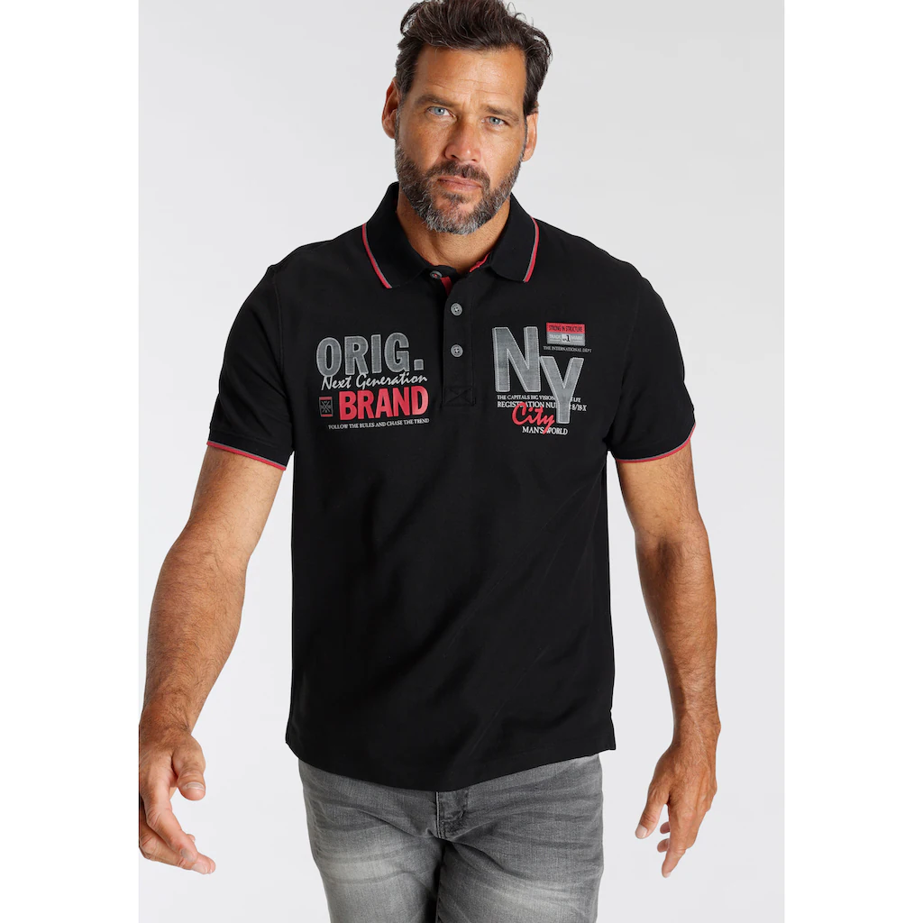 Man's World Poloshirt Kurzarm mit stilvollem Print Polokragen ▷ bestellen