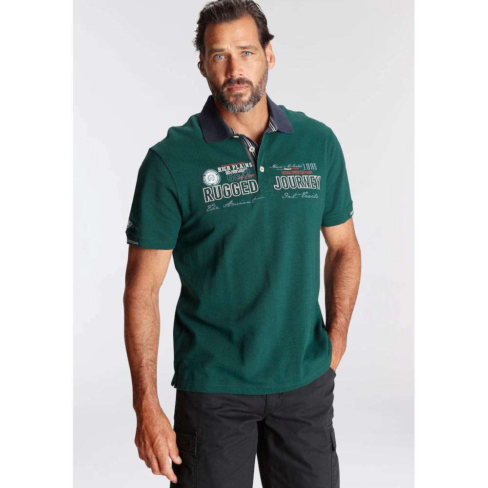 Man's World Poloshirt mit modischem Brustprint/Stickerei ▷ für