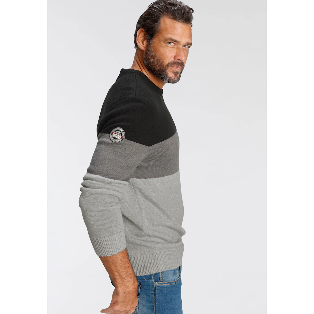 Man's World Rundhalspullover Mit Blockstreifen ▷ Kaufen