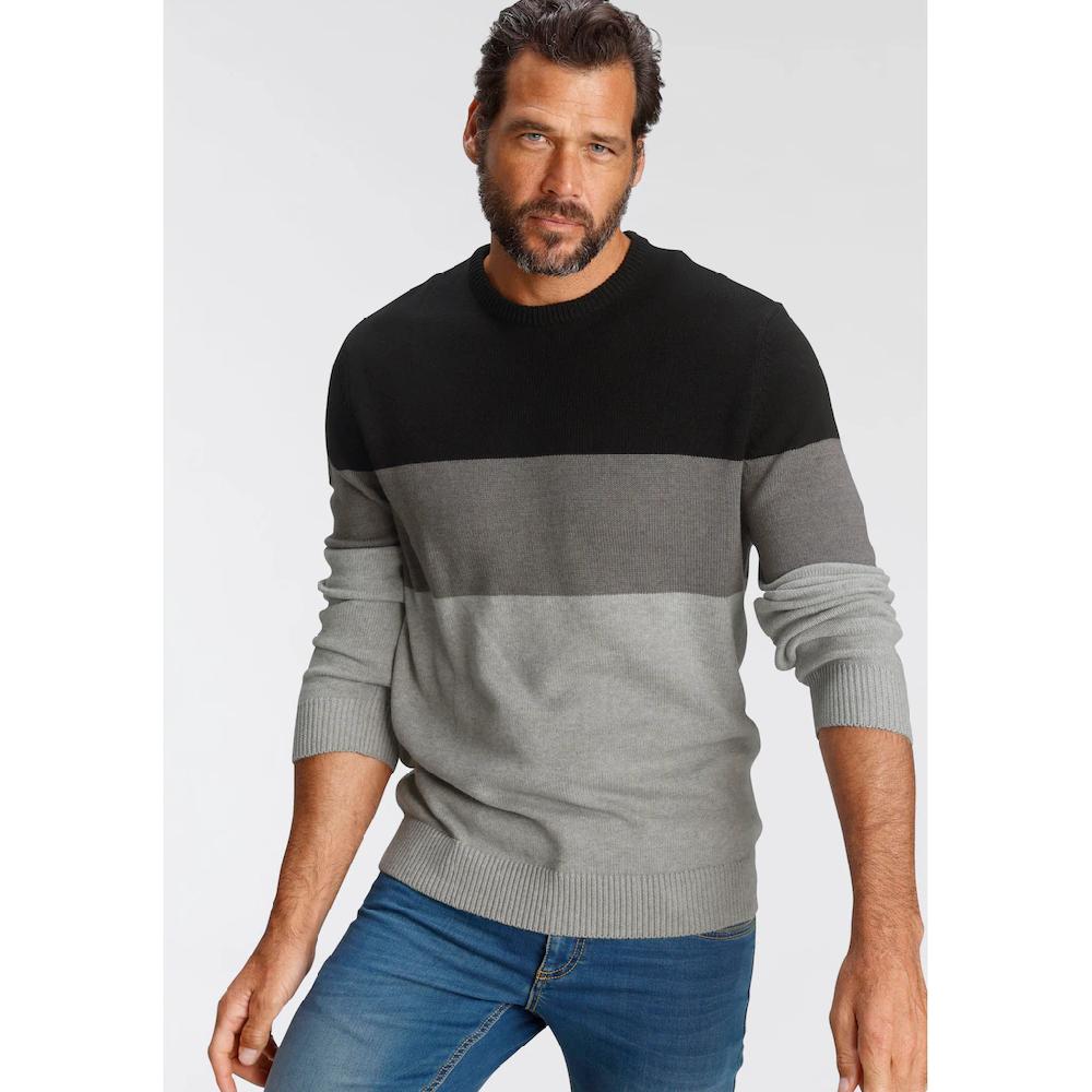 Man's World Rundhalspullover mit Blockstreifen ▷ kaufen