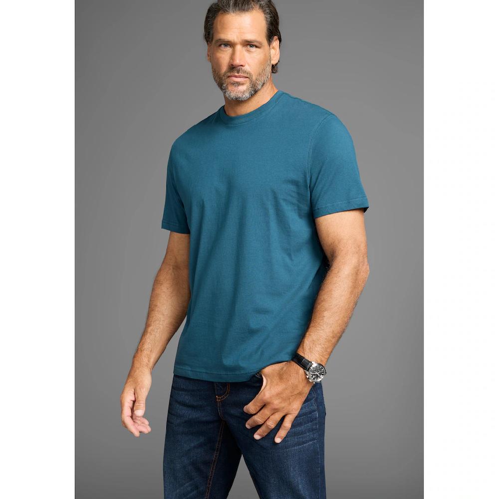 Man's World Rundhalsshirt (5er-Pack) Kurzarm Regular Fit Unifarben Rundhals Aus Baumwolle