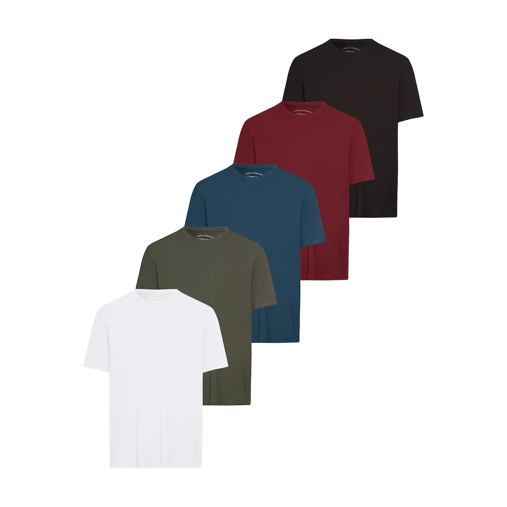 Man's World Rundhalsshirt (5er-Pack) Kurzarm Regular Fit unifarben Rundhals aus Baumwolle