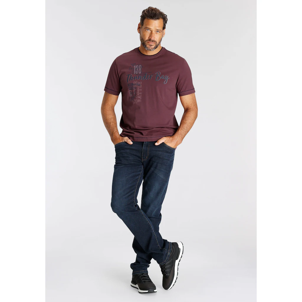 Man's World T-Shirt Kurzarm Lässiger Print Aus Baumwolle