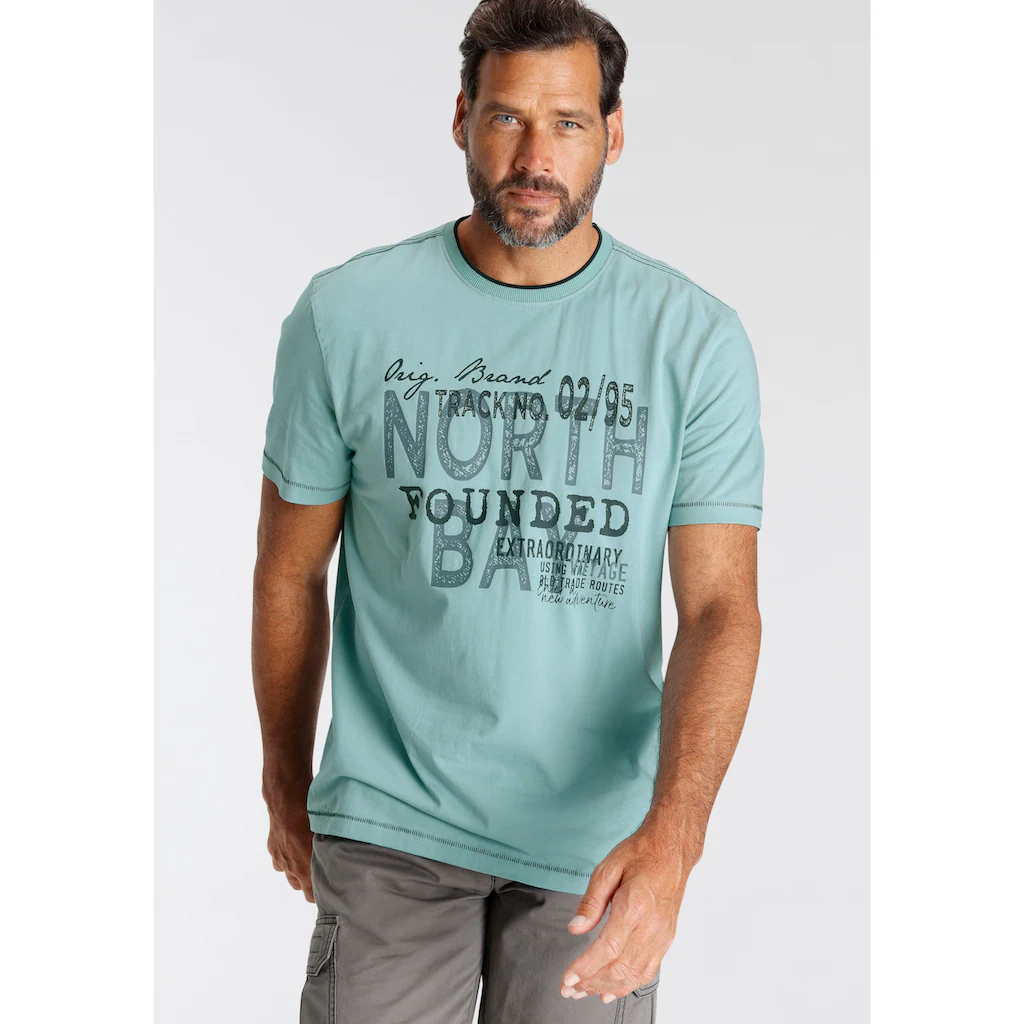 Man's World T-Shirt mit Brustprint und kontrastreichen Details ▷ für
