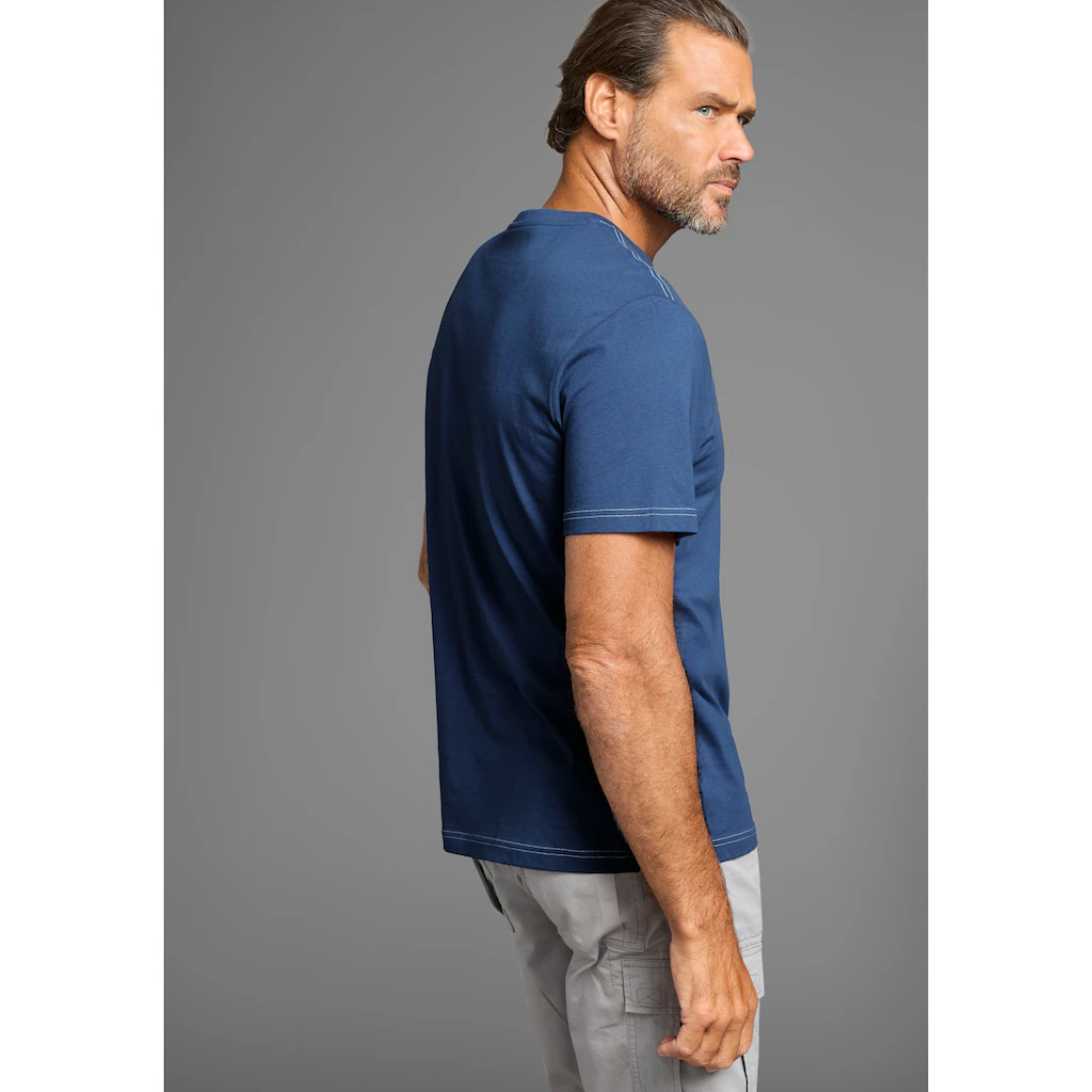 Man's World T-Shirt Mit Kontrastnähten Und Funktionaler Brusttasche