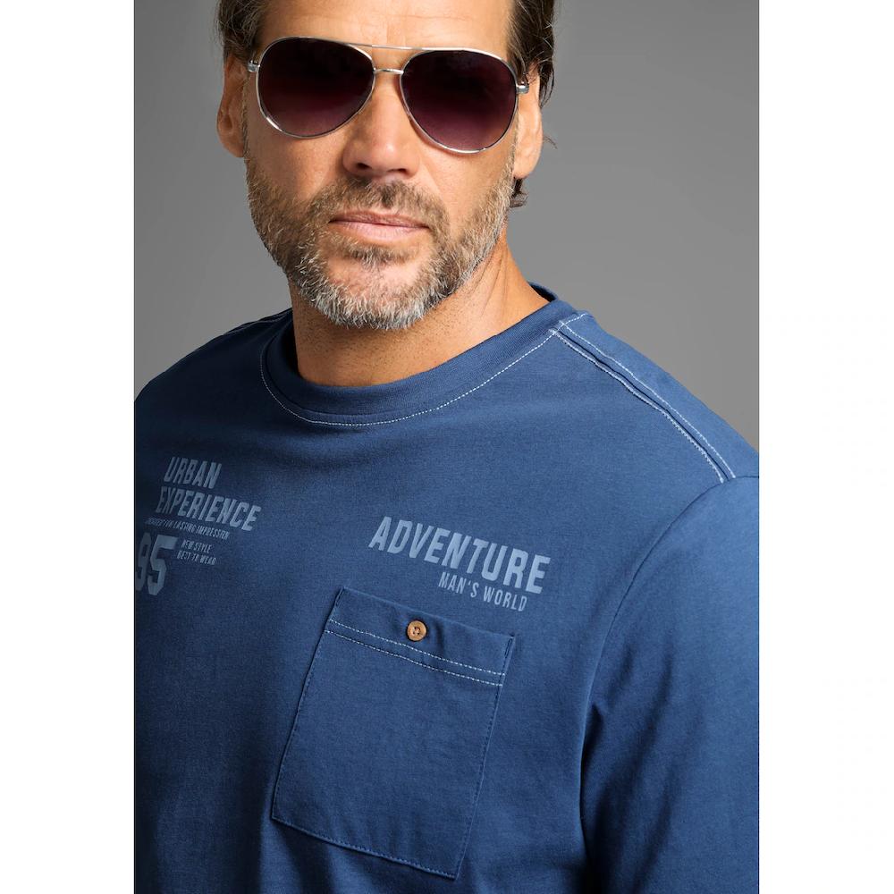 Man's World T-Shirt Mit Kontrastnähten Und Funktionaler Brusttasche