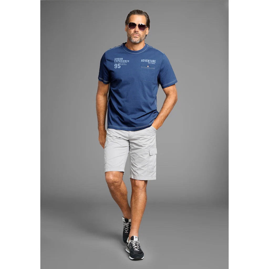 Man's World T-Shirt Mit Kontrastnähten Und Funktionaler Brusttasche