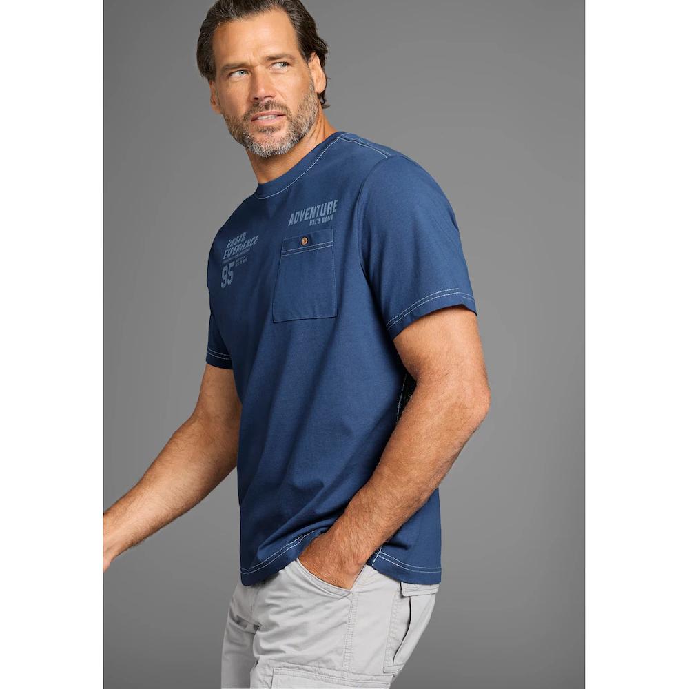 Man's World T-Shirt mit Kontrastnähten und funktionaler Brusttasche