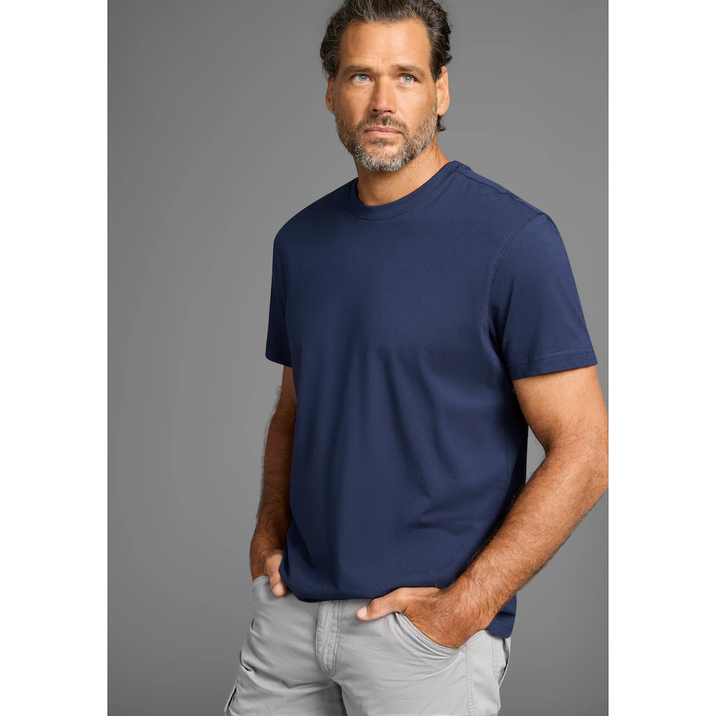 Man's World T-Shirt »neue Farben « (3er-Pack) Kurzarm Unifarben Rundhals Aus Baumwolle