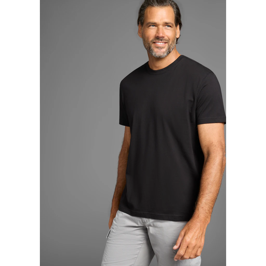 Man's World T-Shirt »neue Farben « (3er-Pack) Kurzarm Unifarben Rundhals Aus Baumwolle