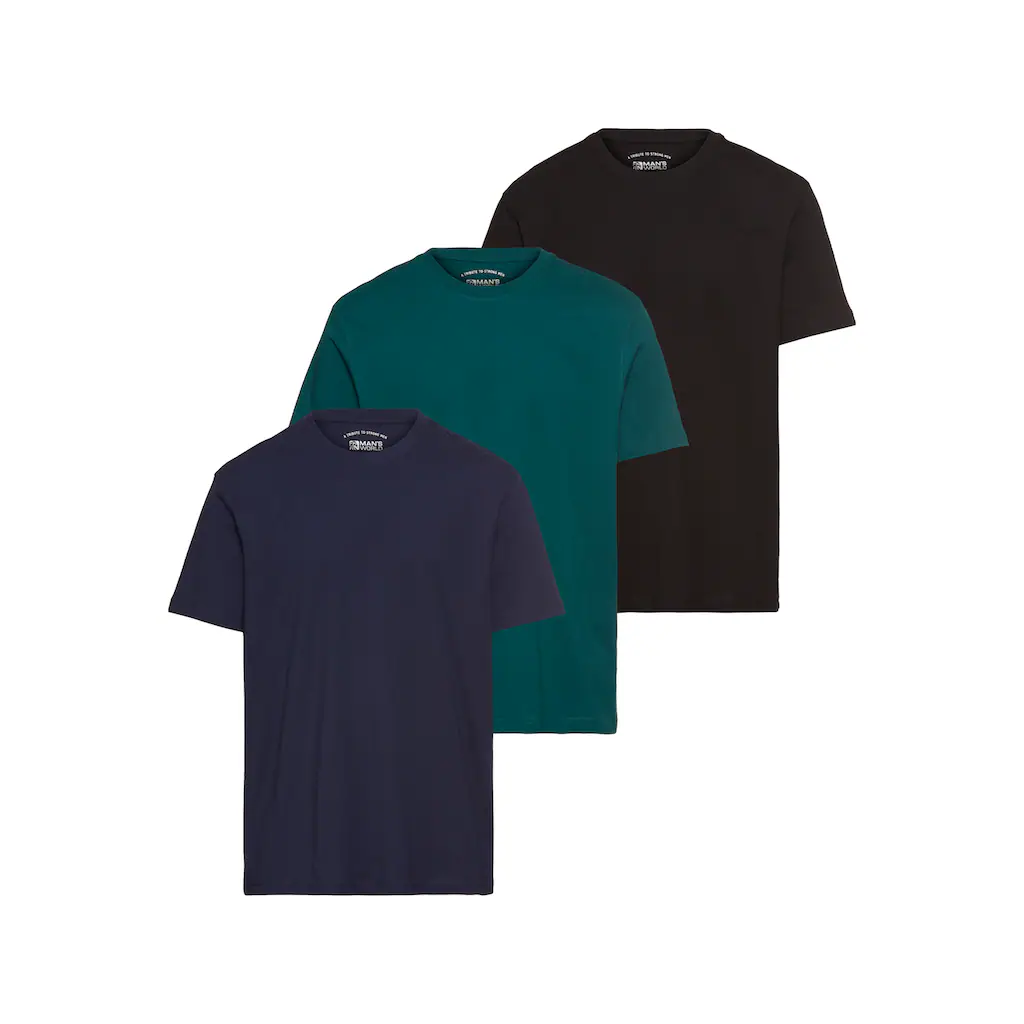 Man's World T-Shirt »neue Farben « (3er-Pack) Kurzarm unifarben Rundhals aus Baumwolle