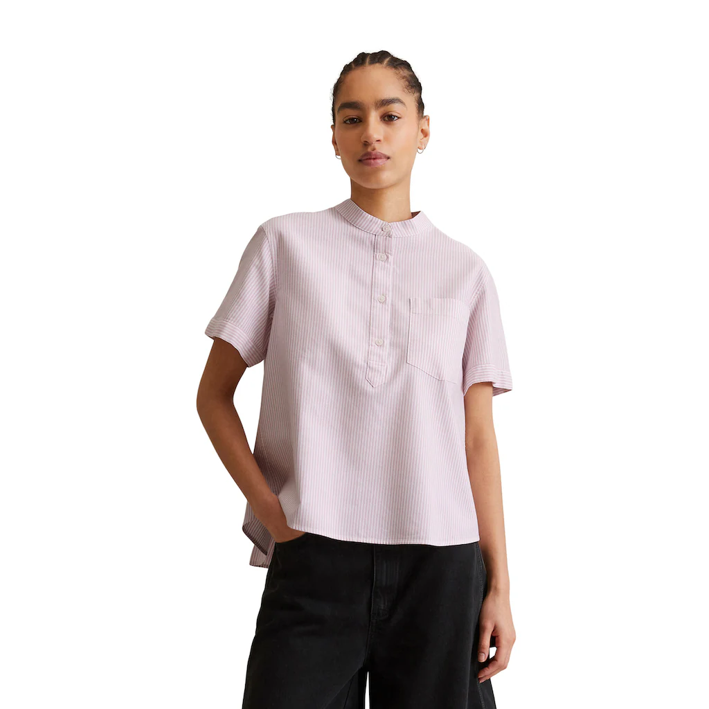 Marc O'Polo DENIM Kurzarmbluse »aus gestreiftem Oxford«