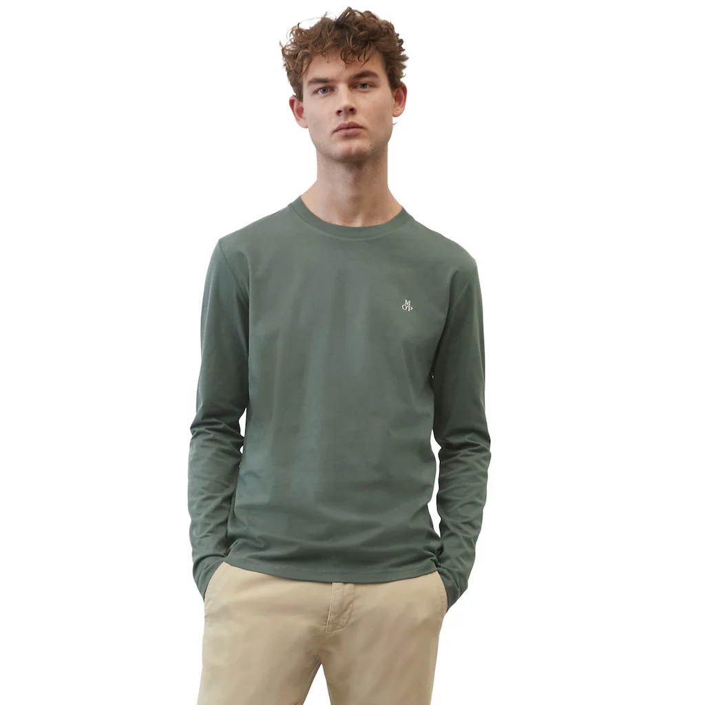 Marc O'Polo Langarmshirt mit dezentem Logo-Print vorne ▷ kaufen