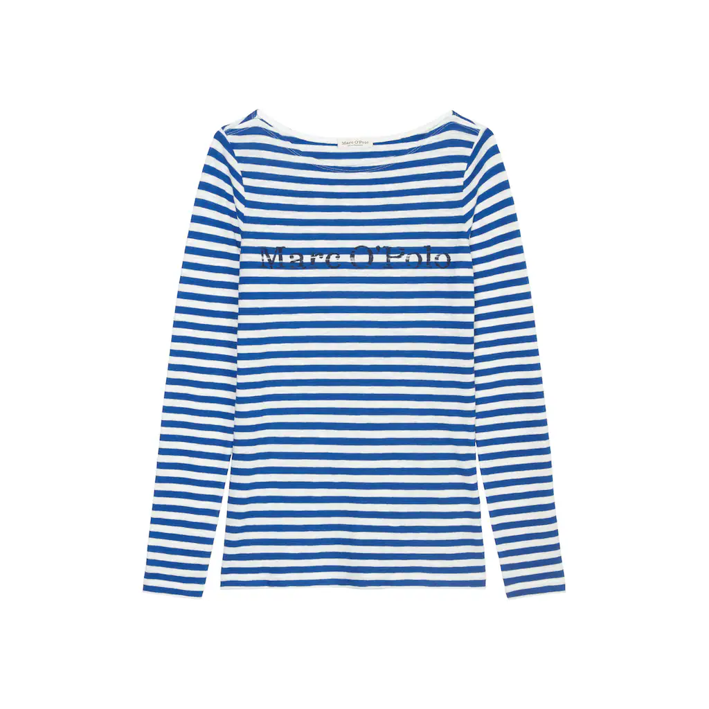 Marc O'Polo Langarmshirt Mit Kontrastfarbenem Logo-Print Auf Der Brust