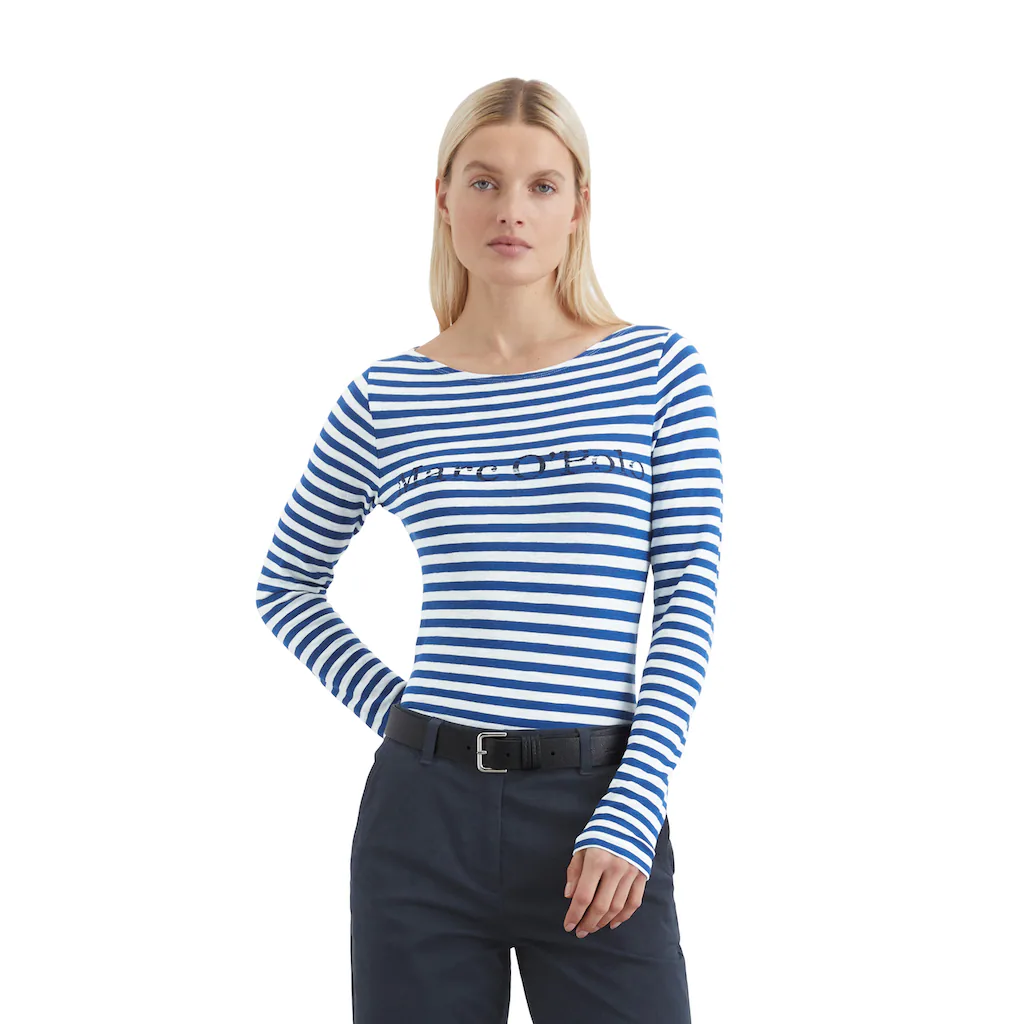 Marc O'Polo Langarmshirt mit kontrastfarbenem Logo-Print auf der Brust