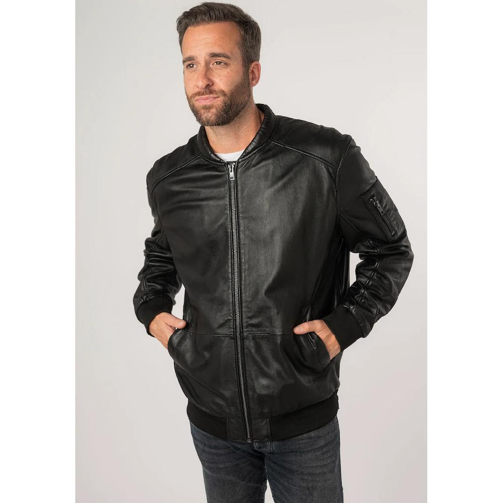 Mauritius Lederjacke »2Mkaira OS« Mit Reißverschluss Strickbündchen Ärmeltasche ▷ Kaufen