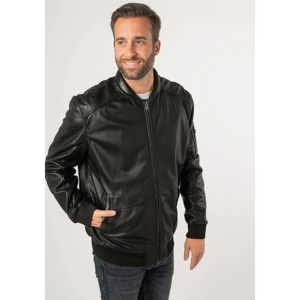 Mauritius Lederjacke »2Mkaira OS« Mit Reißverschluss Strickbündchen Ärmeltasche ▷ Kaufen