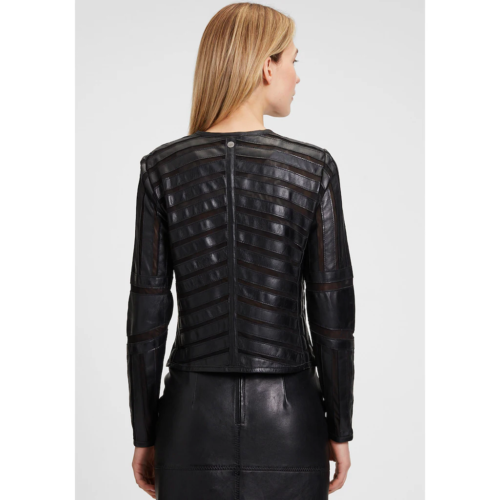 Mauritius Lederjacke »GGSuri LELEV« Gepatchtes Leder Rundhals Reißverschluss