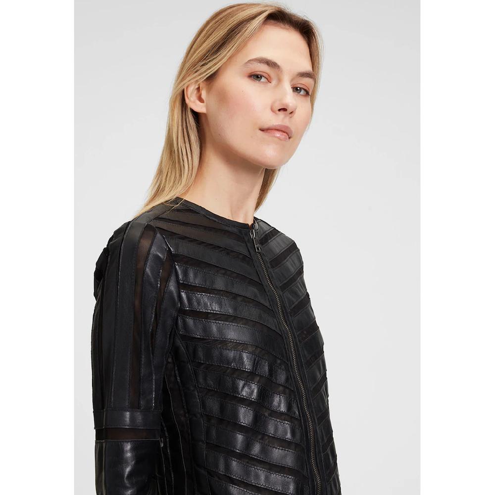 Mauritius Lederjacke »GGSuri LELEV« Gepatchtes Leder Rundhals Reißverschluss