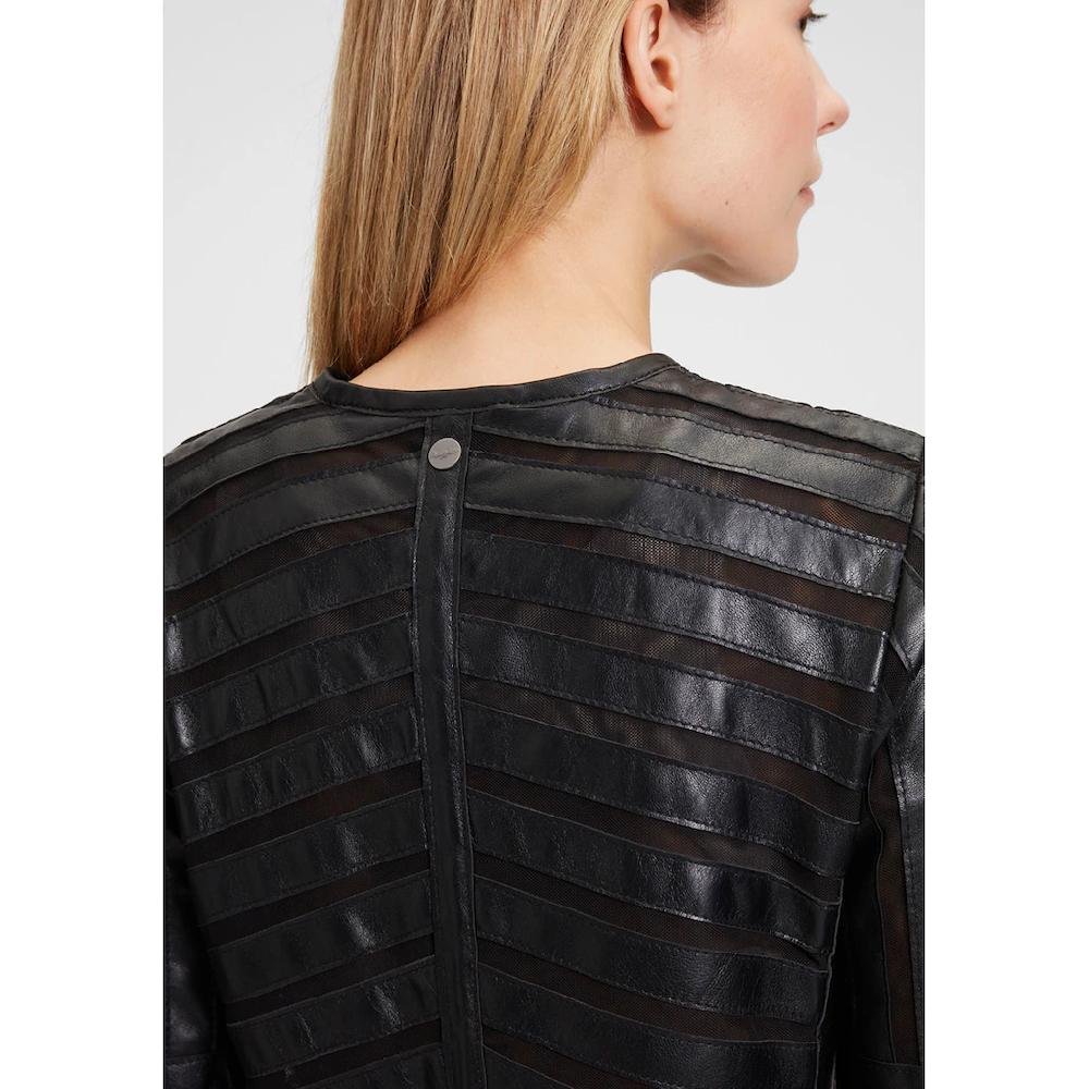 Mauritius Lederjacke »GGSuri LELEV« Gepatchtes Leder Rundhals Reißverschluss