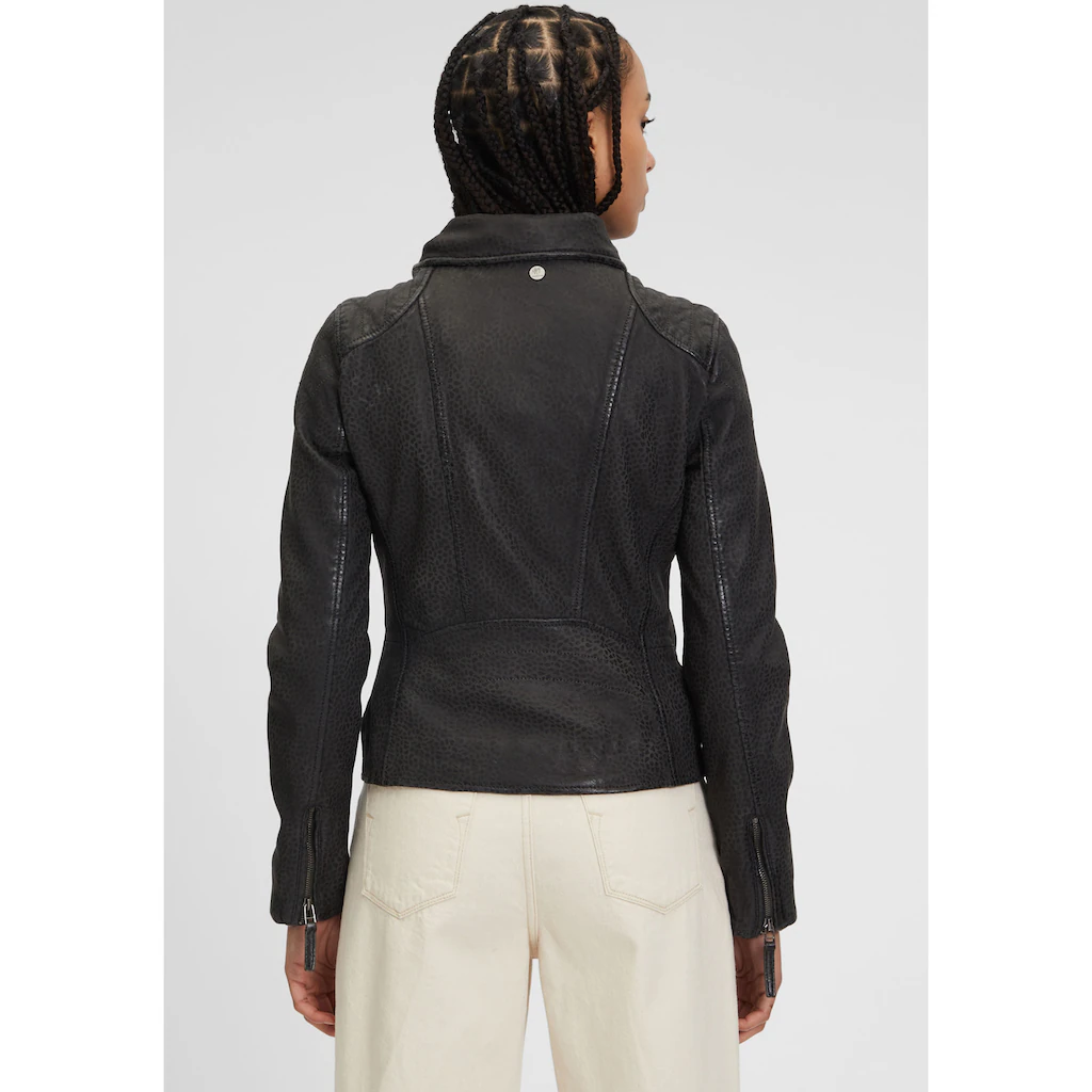 Mauritius Lederjacke »GWAnimala« Mit Asymetrischem Reißverschluss Animal Prägung