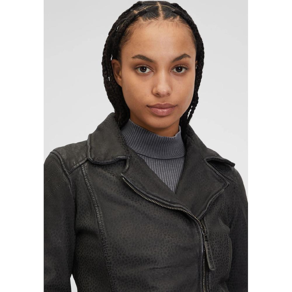 Mauritius Lederjacke »GWAnimala« Mit Asymetrischem Reißverschluss Animal Prägung