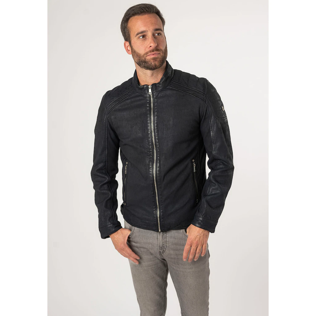 Mauritius Lederjacke »MMChesney« Mit Reißverschluss Reißverschlusstaschen Ziersteppung ▷ Für