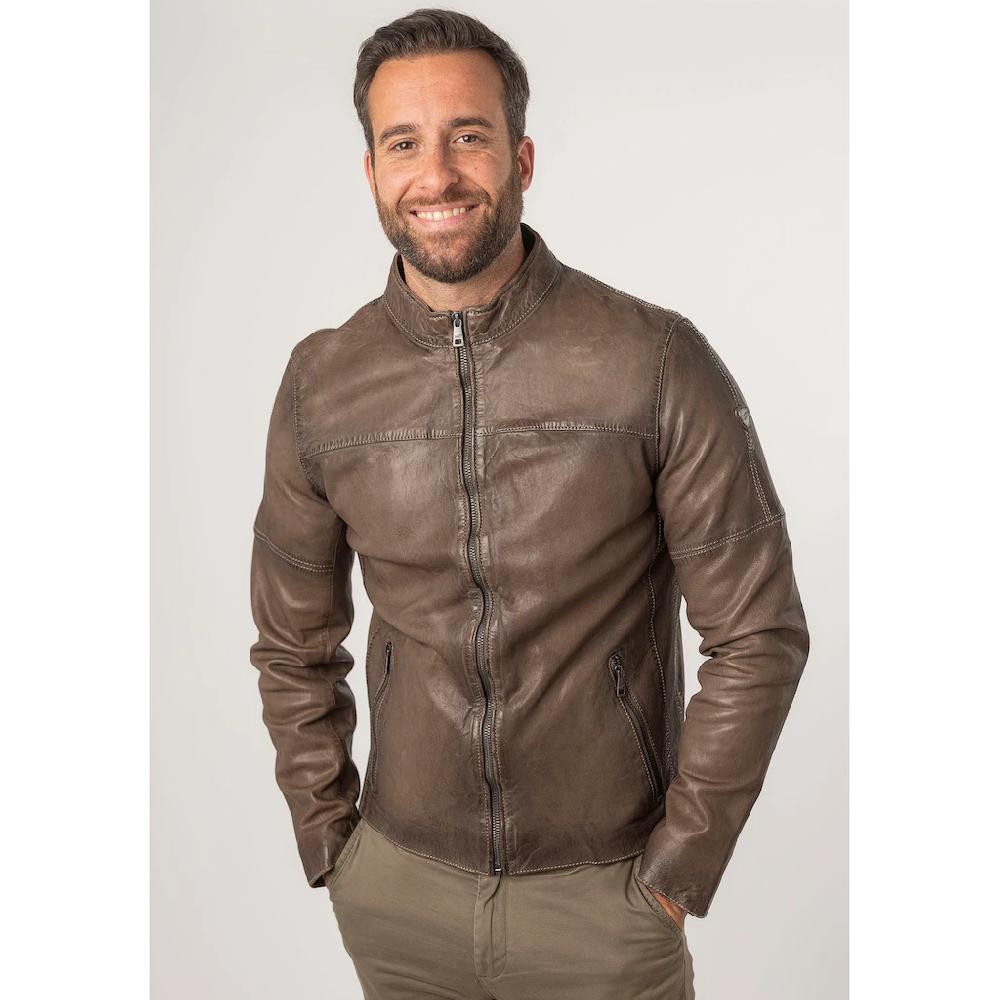 Mauritius Lederjacke »MMCyprus« Mit Kapuze Mit Jerseykapuze Reißverschluss Reißverschlusstaschen