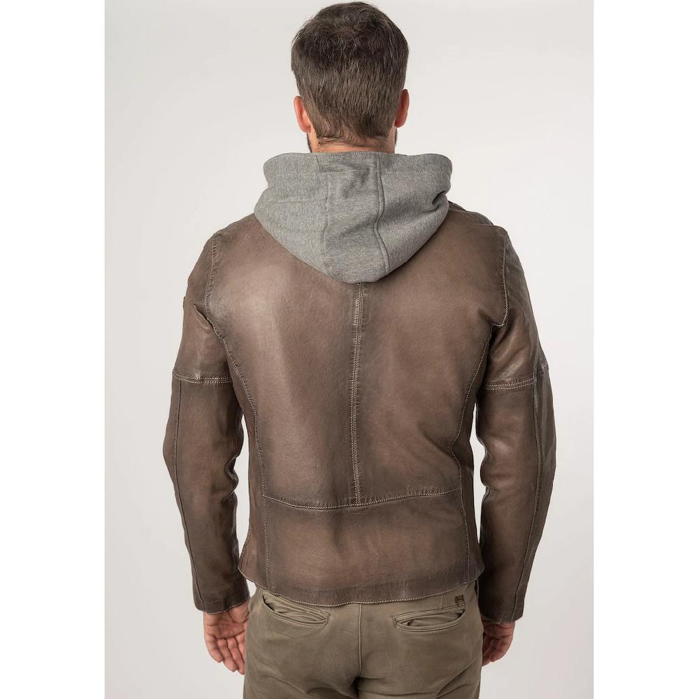 Mauritius Lederjacke »MMCyprus« Mit Kapuze Mit Jerseykapuze Reißverschluss Reißverschlusstaschen