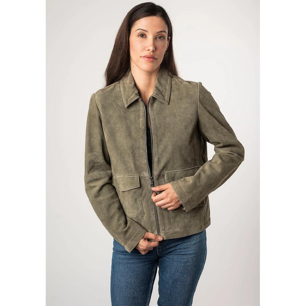 Mauritius Lederjacke »MWYaima« Mit Hemdkragen Aufgesetzten Taschen