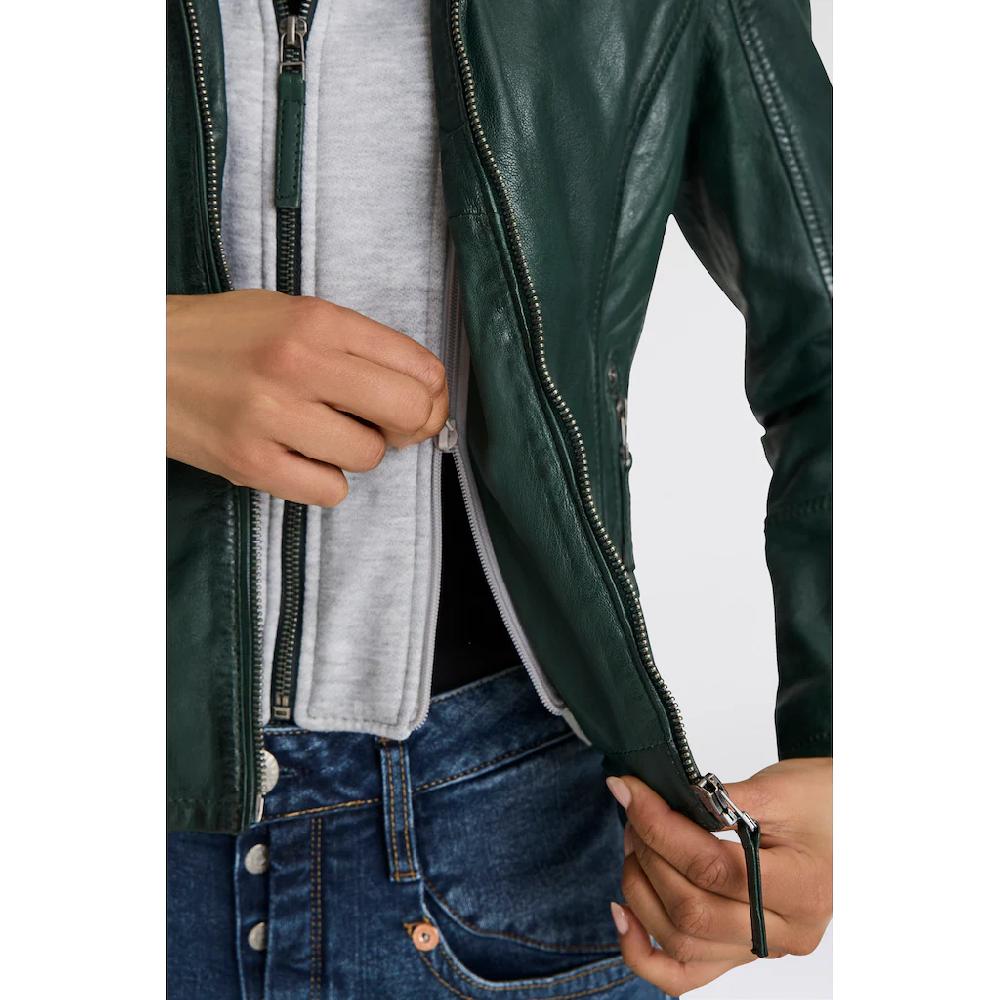 Mauritius Lederjacke »Nola LEGV« Mit Kapuze Mit Abnehmbarer Jersey-Kapuze