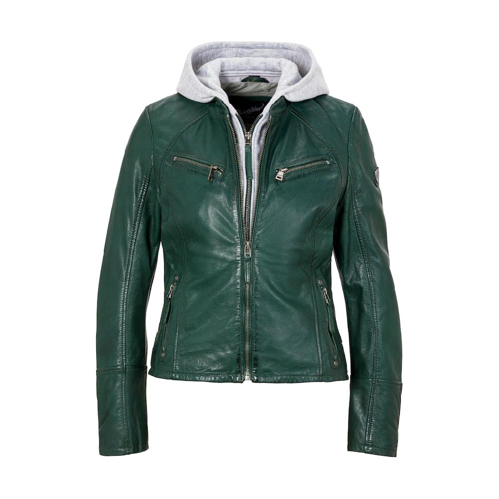 Mauritius Lederjacke »Nola LEGV« Mit Kapuze Mit Abnehmbarer Jersey-Kapuze