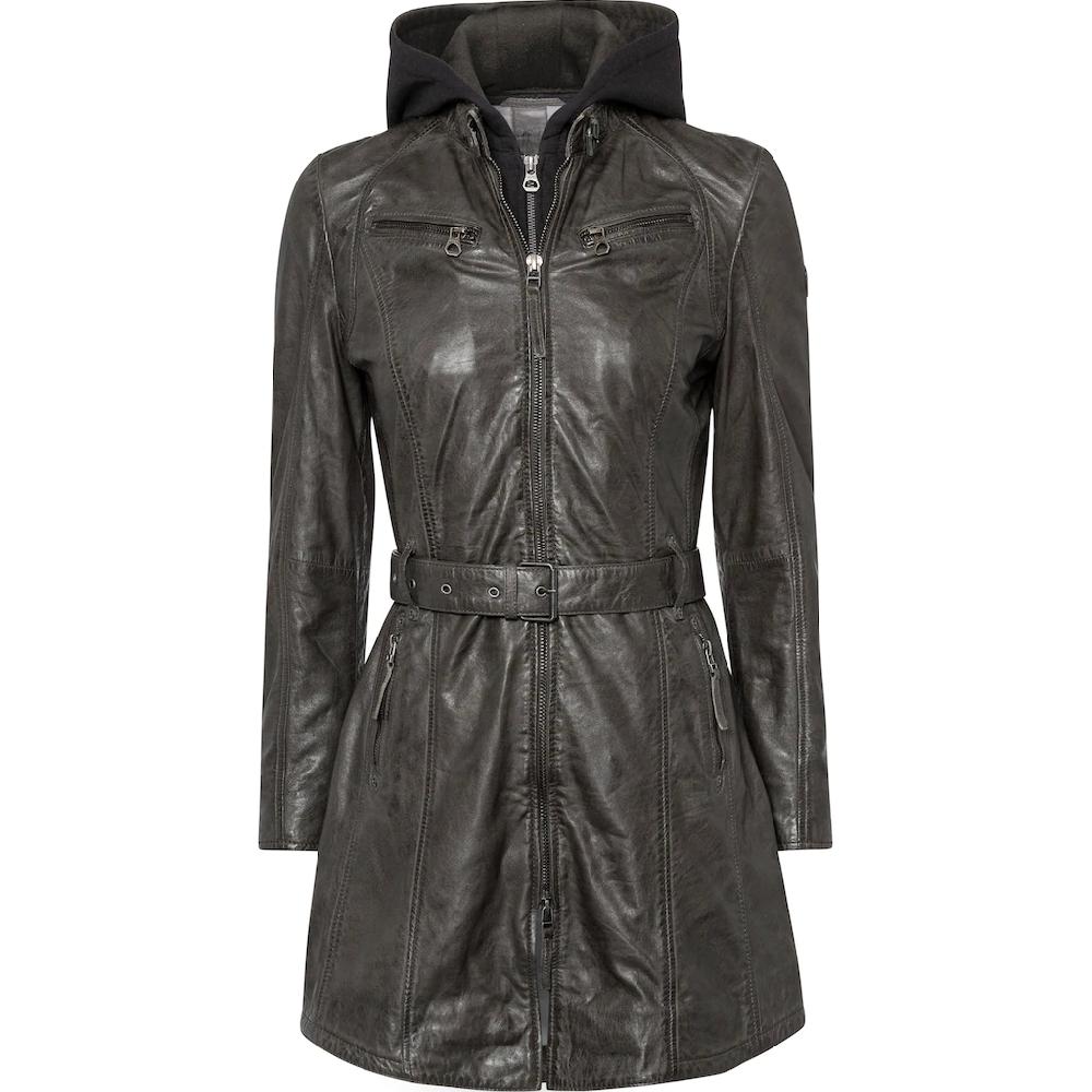 Mauritius Ledermantel »BENTE2« (mit Gürtel) Lange Lederjacke Mit Gürtel & Abnehmbarem Kapuzen-Inlay