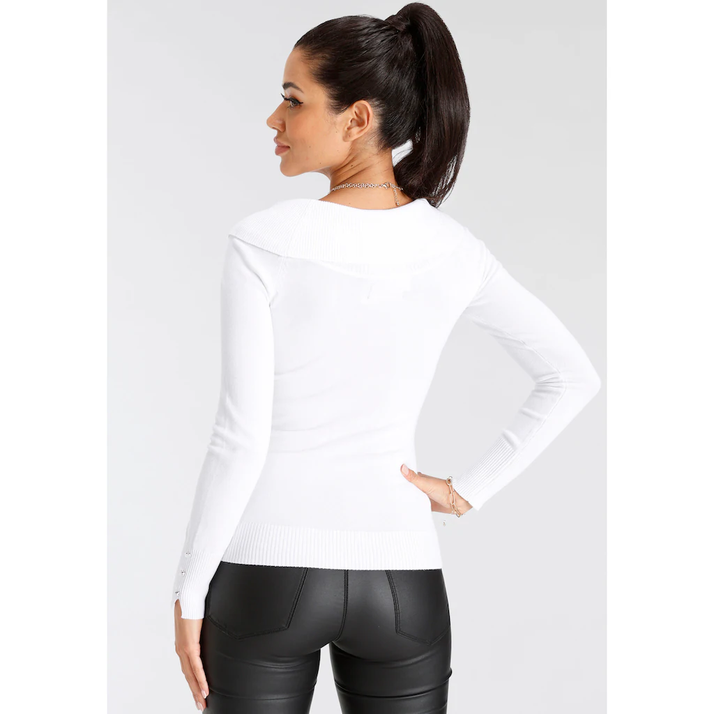 Melrose Carmenpullover Mit Zierknöpfen