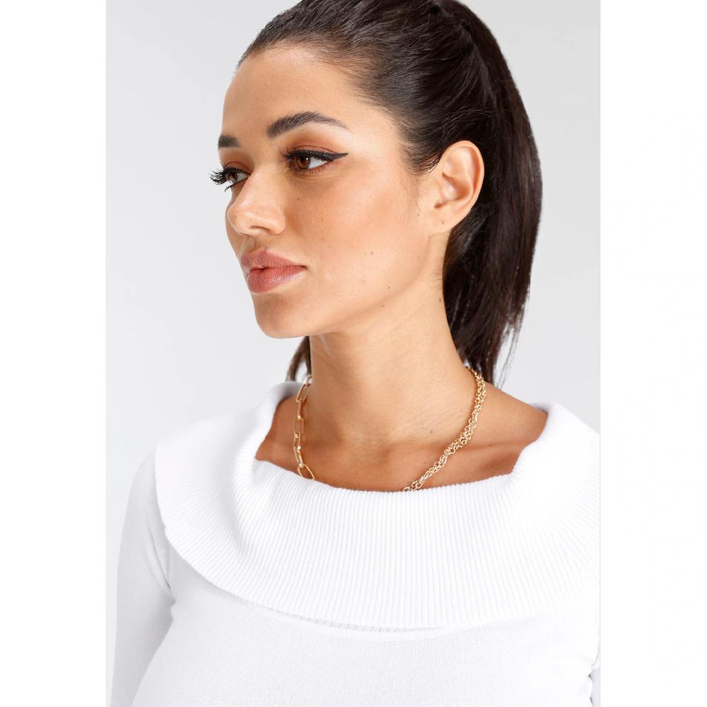 Melrose Carmenpullover Mit Zierknöpfen
