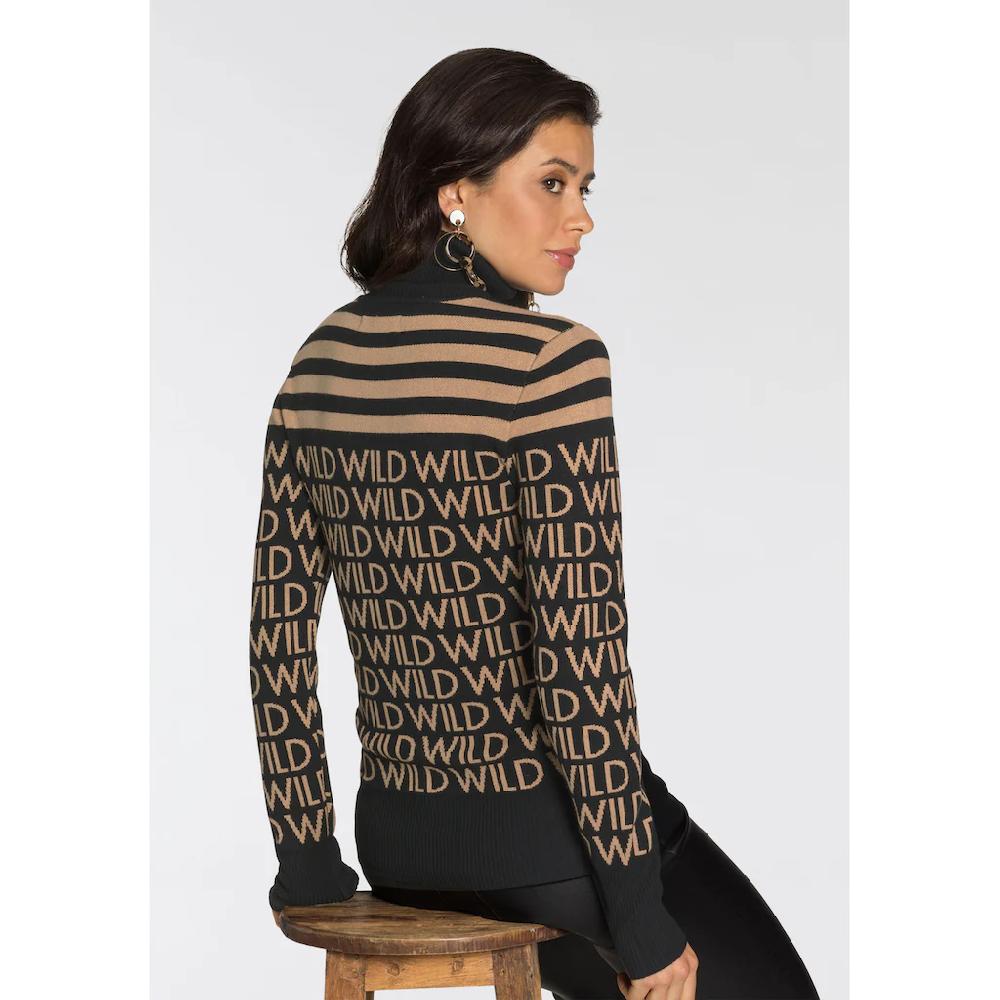 Melrose Rollkragenpullover Mit Streifen Und Wording
