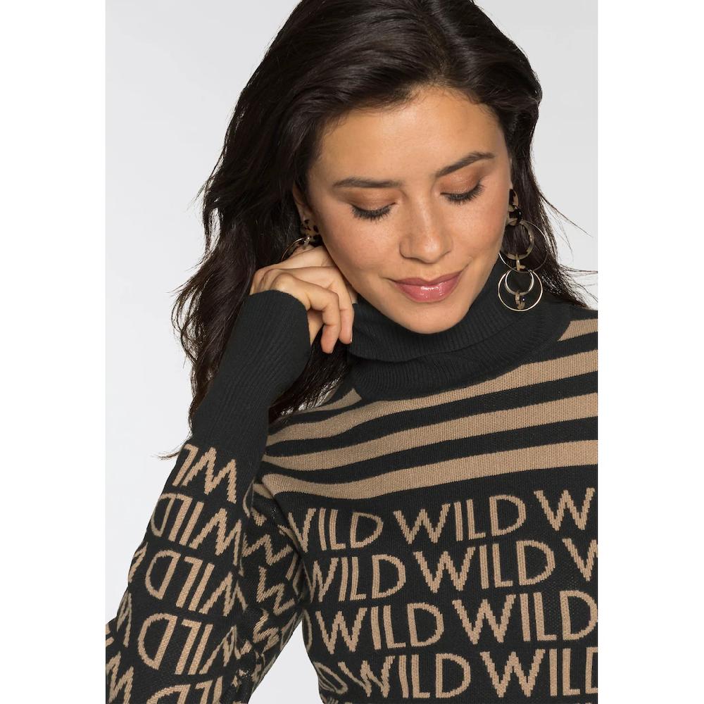 Melrose Rollkragenpullover Mit Streifen Und Wording