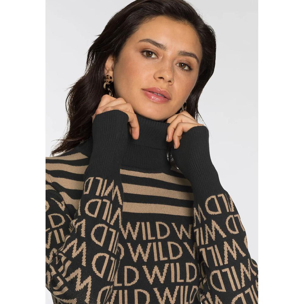 Melrose Rollkragenpullover Mit Streifen Und Wording