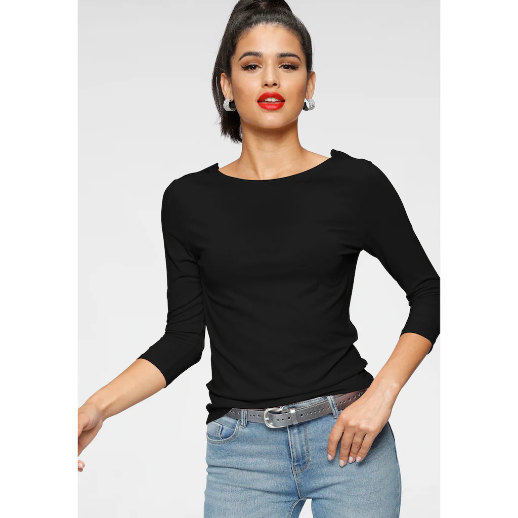 Melrose Rundhalsshirt 3/4-Ärmel Taillierter Schnitt Mit Spitzenkante