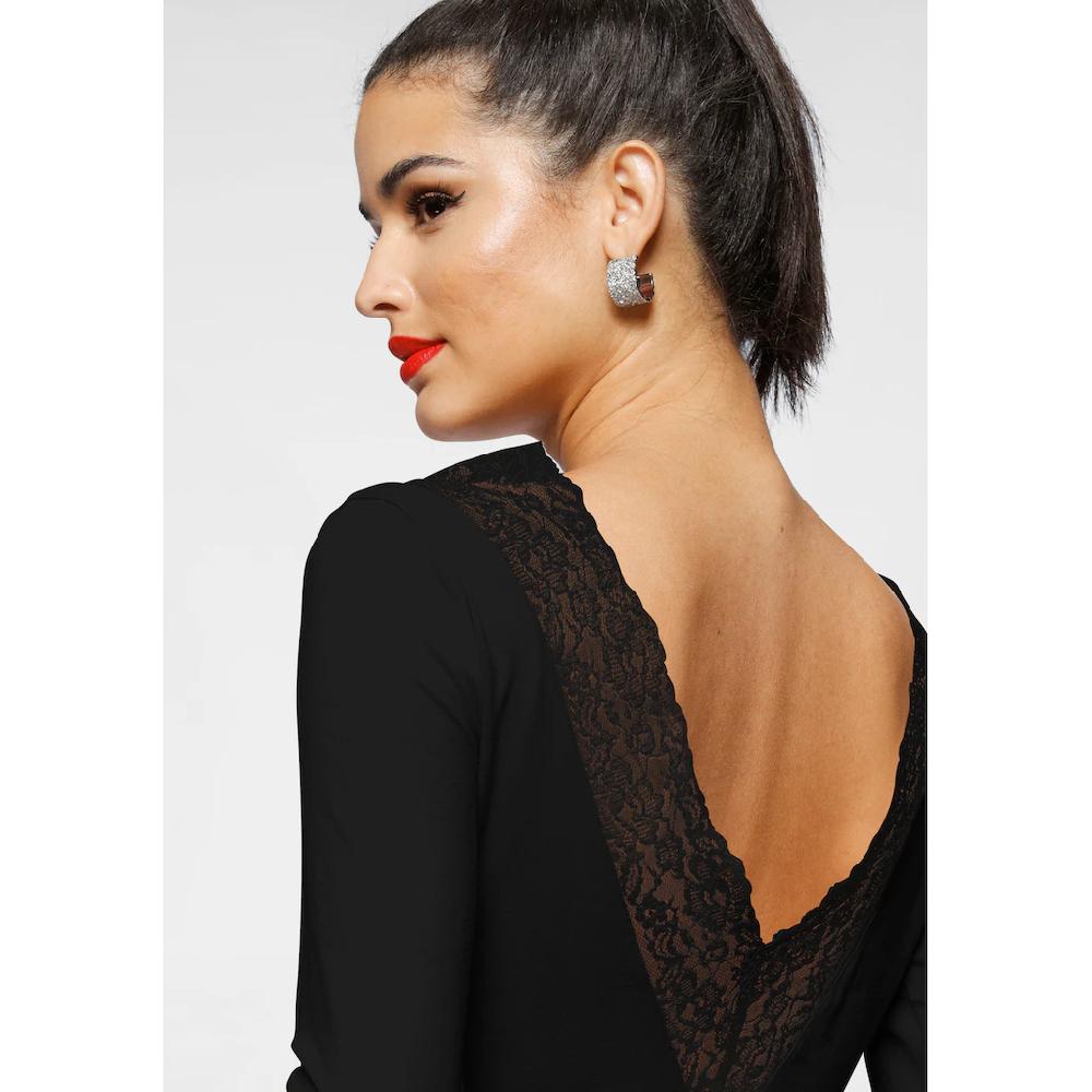 Melrose Rundhalsshirt 3/4-Ärmel Taillierter Schnitt Mit Spitzenkante