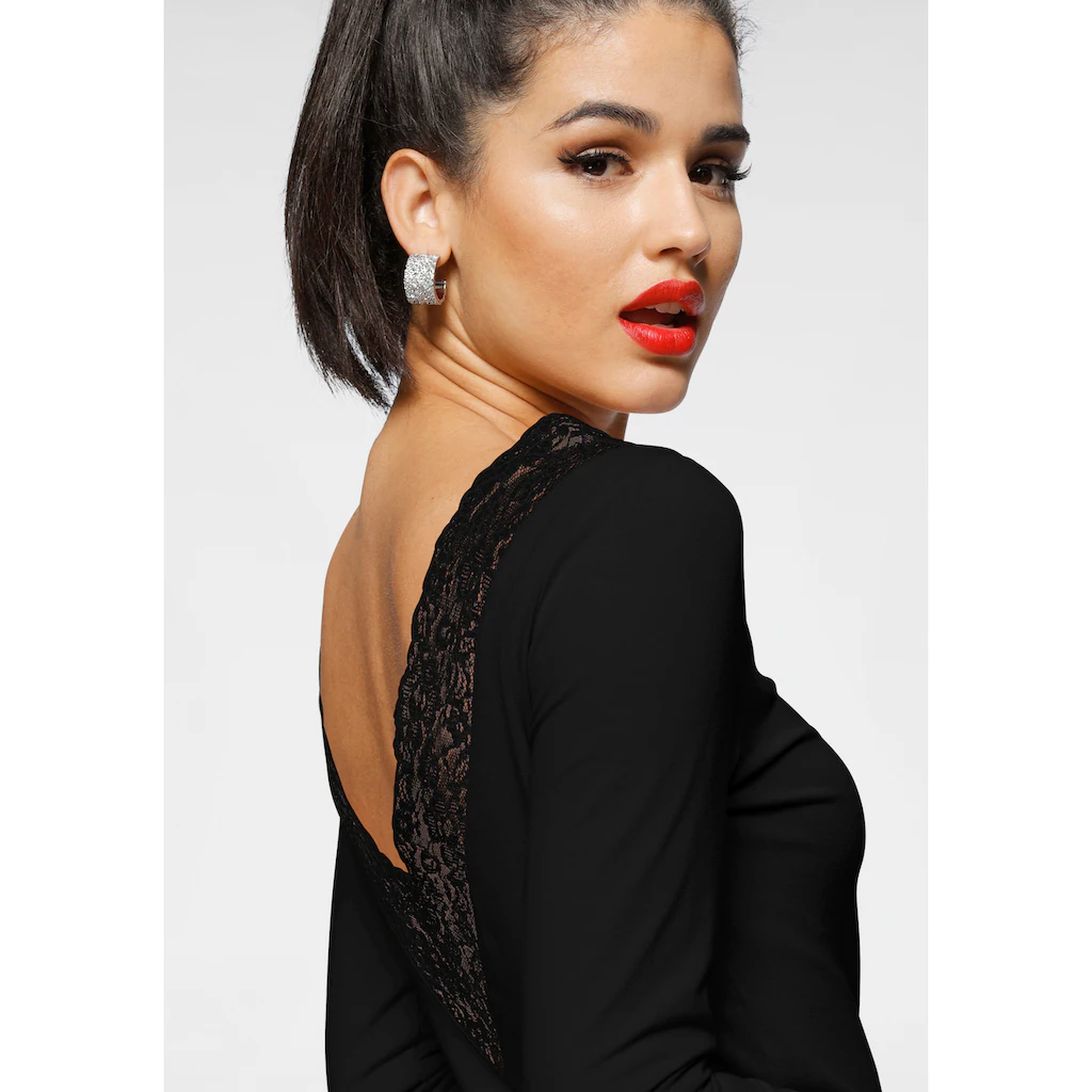 Melrose Rundhalsshirt 3/4-Ärmel Taillierter Schnitt Mit Spitzenkante