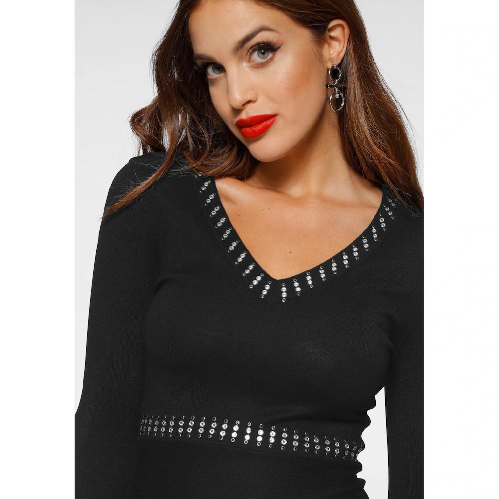 Melrose Strickkleid Kurzes Kleid Femininer Stil Aus Viskosemischung 3/4-Ärmel