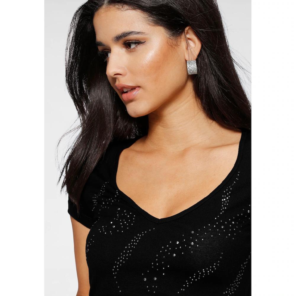 Melrose T-Shirt Taillierte Passform Tiefer V-Ausschnitt Aus Viskose Und Elasthan