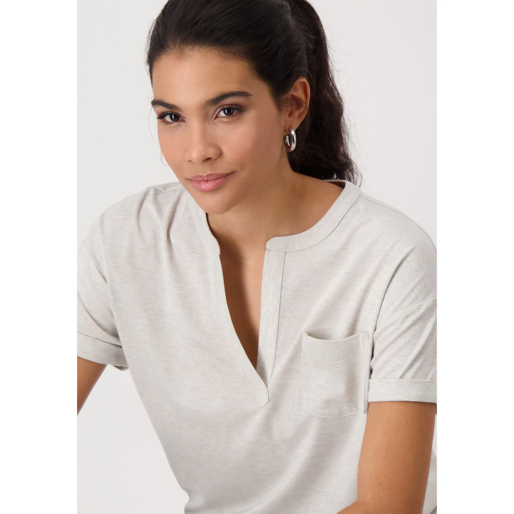 Monari Kurzarmshirt Mit V-Ausschnitt