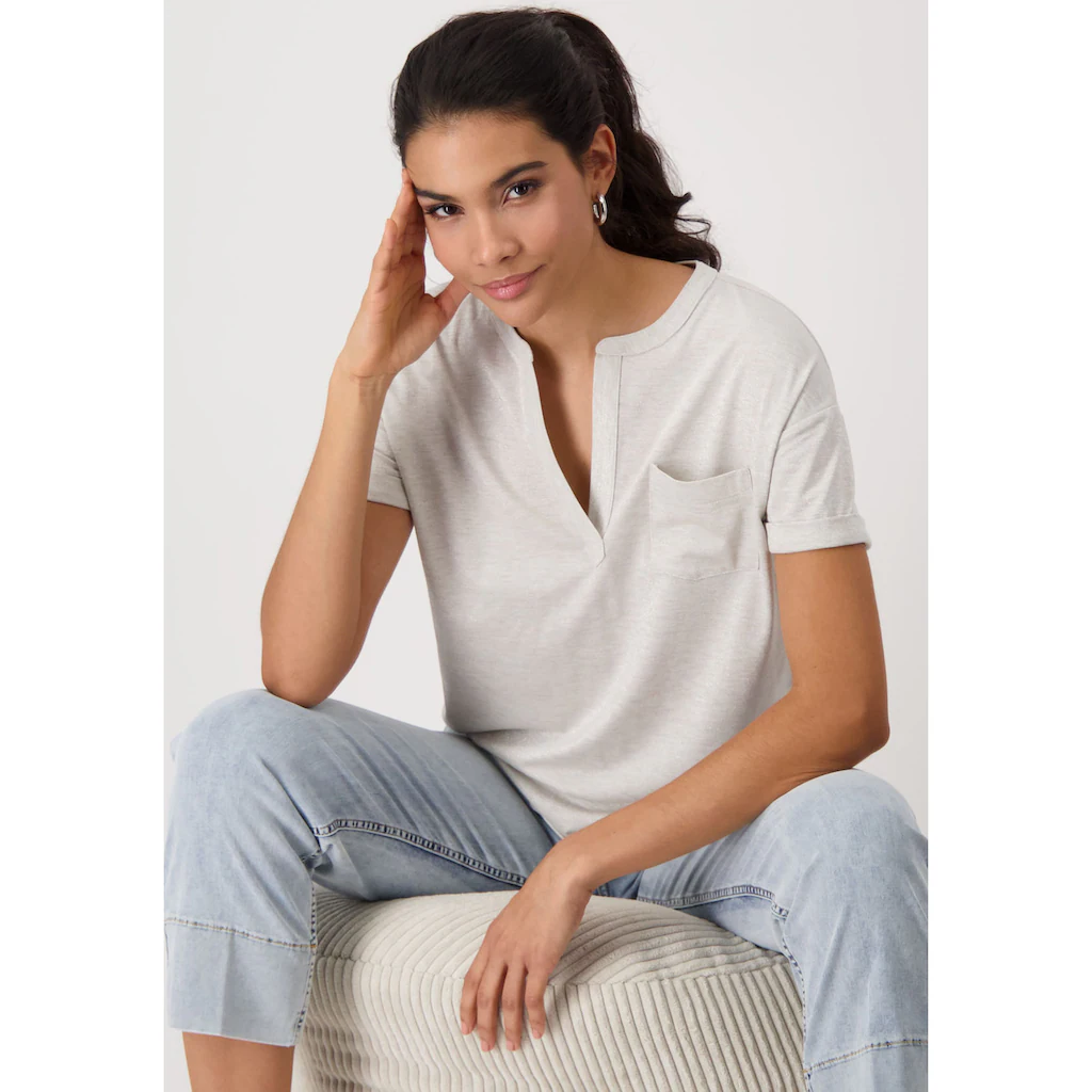 Monari Kurzarmshirt Mit V-Ausschnitt