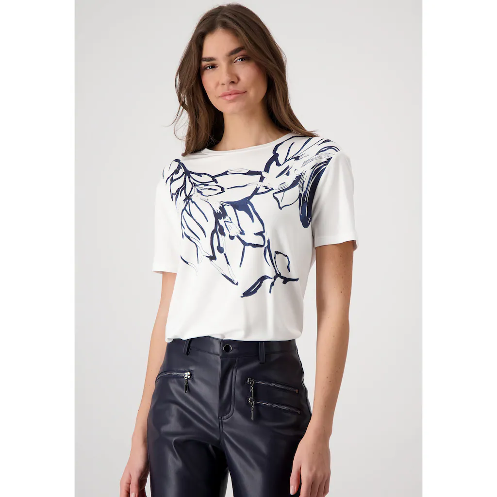 Monari Rundhalsshirt mit Blumendruck