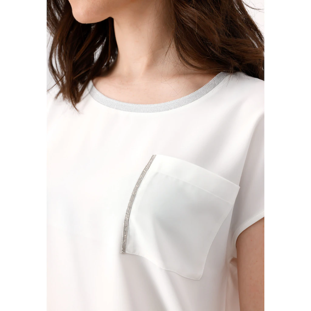 Monari Schlupfbluse Mit Aufgesetzter Schmucktasche