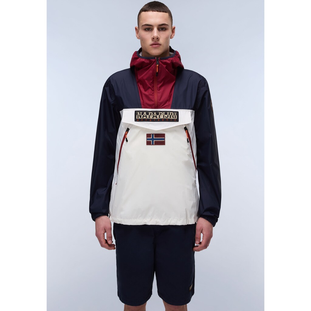 Napapijri Windbreaker »RAINFOREST WB PKT V2« Mit Kapuze Mit Gummizug Und Verschließbarem Schlitz Im Saum ▷ Bestellen