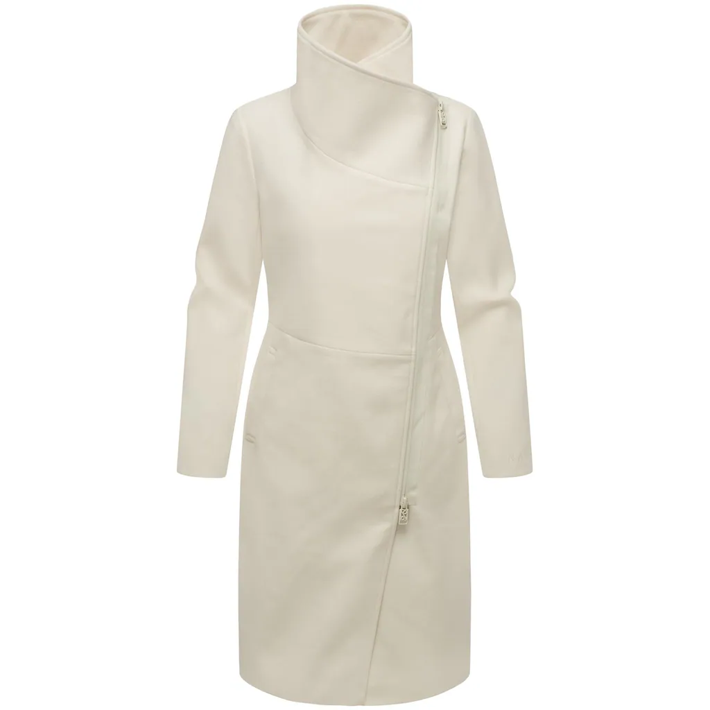 Navahoo Kurzmantel »Samtrose 14« Mantel In Woll-Optik Mit Asymmetrischem Reißverschluss