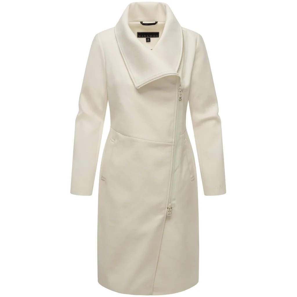 Navahoo Kurzmantel »Samtrose 14« Mantel in Woll-Optik mit asymmetrischem Reißverschluss